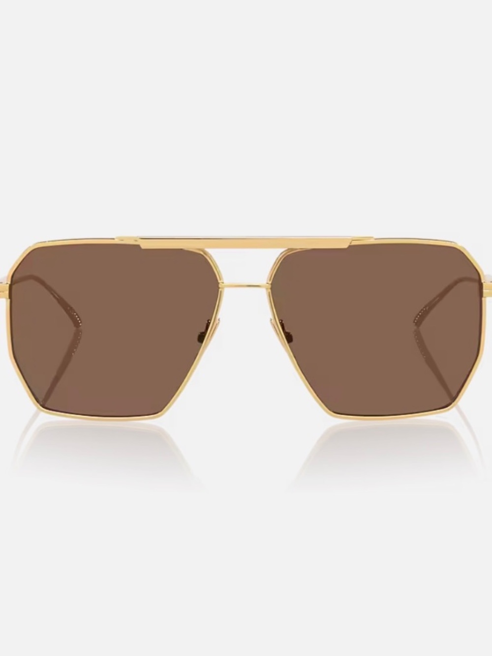 NWT Bottega Veneta BV1012S-003 Gold Brown Aviator Sunglasses